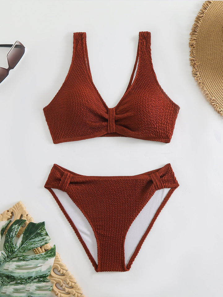 Damen Zweiteiliger Bikini mit verspieltem Wellenmuster Drune