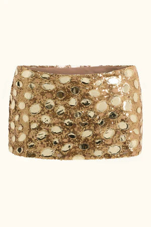 Damen Glitzernder Paillettenrock mit schimmernden Details und elastischem Bund Drune