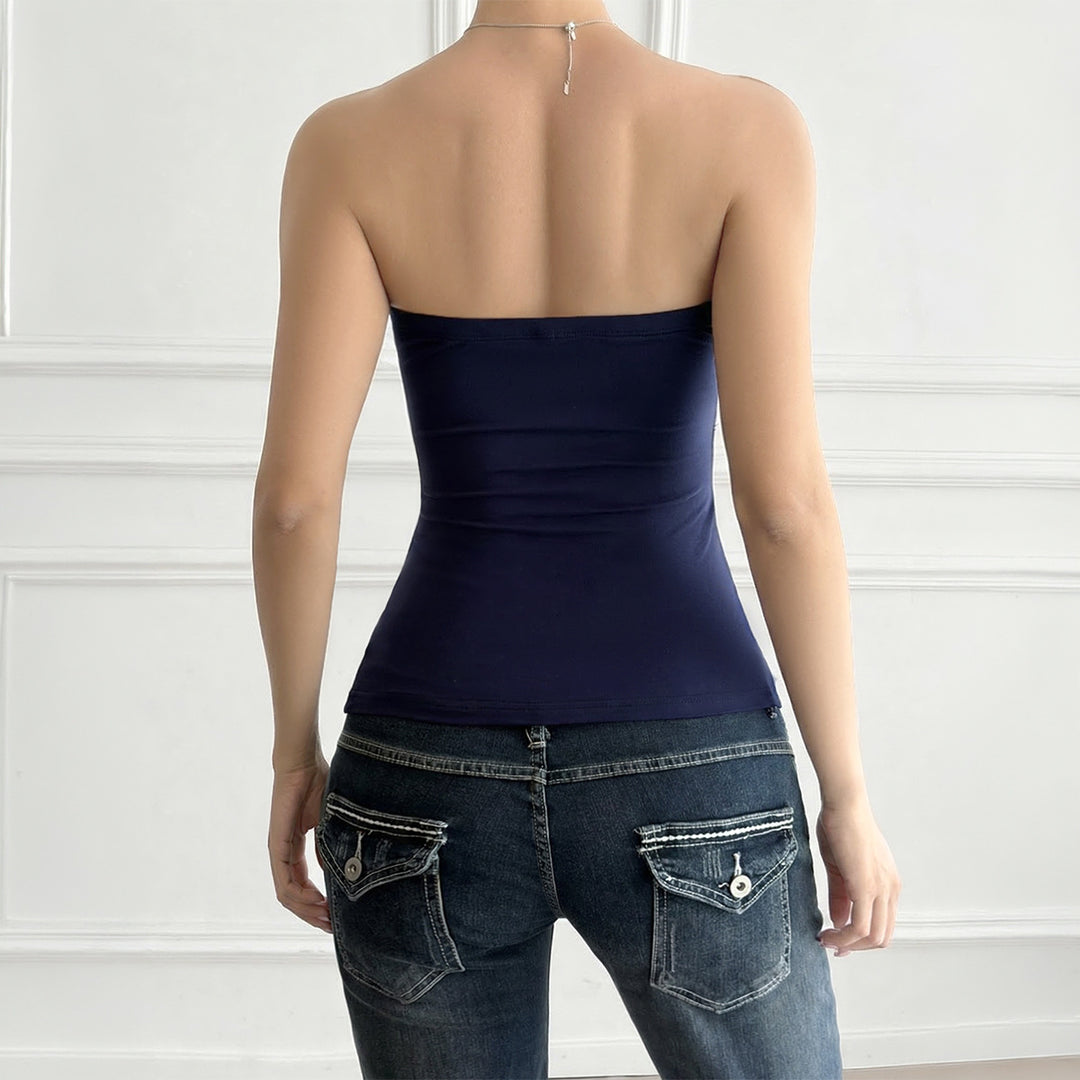Damen Trägershirt mit Rüschendetails und Knopfverschluss Drune