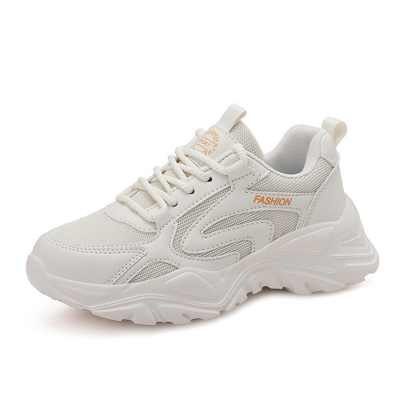 Damen nan voluminöser Plateau-Lifestyle-Sneaker mit Mesh- und Kunstledermix, gepolsterter Ferse und profiliertem Dämpfungssockel Drune