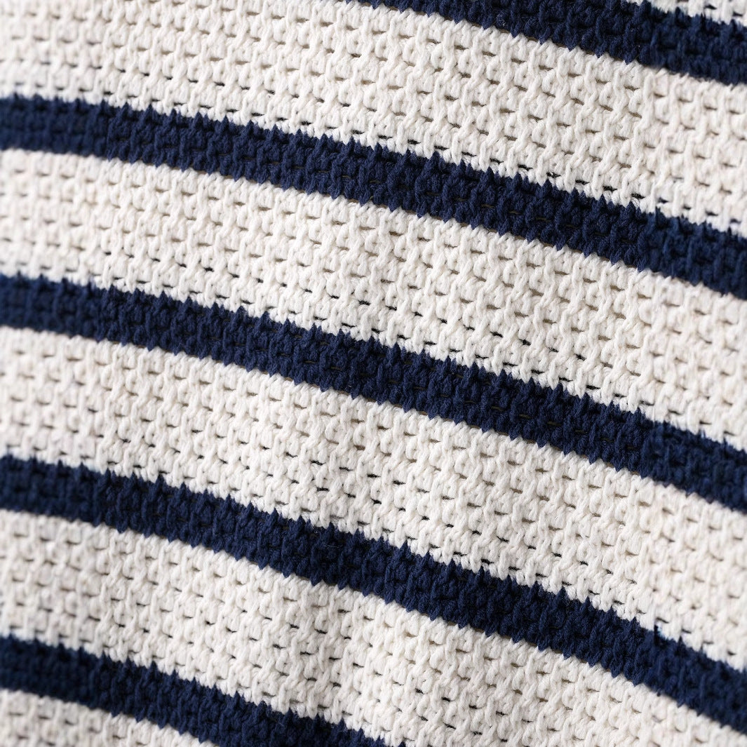 Damen Kurzarm-Strickjacke mit auffälligem Streifenmuster und zeitlosem Design Drune