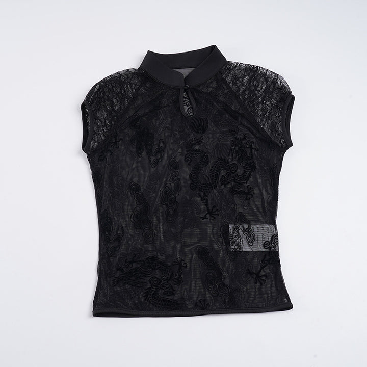 Damen elegante Spitzenbluse mit dezenten Akzenten Drune