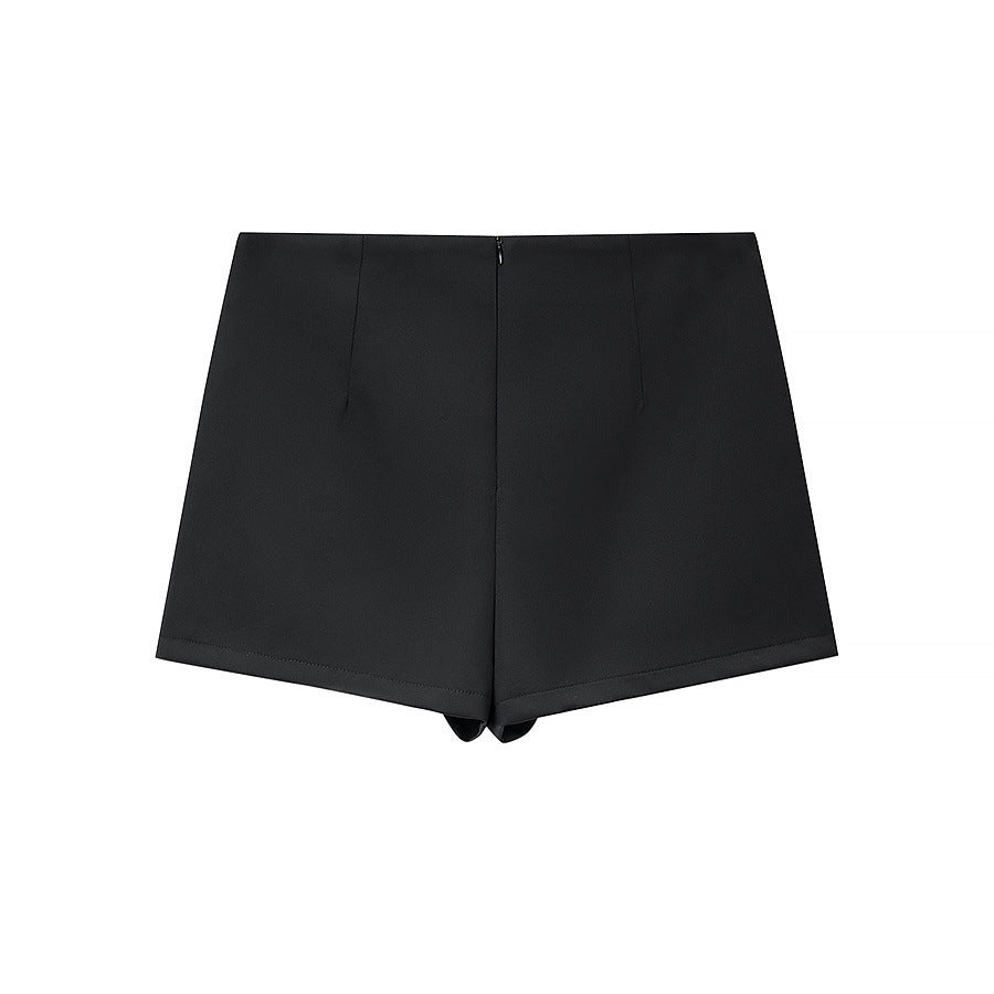 Damen Taillierte Blazerjacke mit Stehkragen und passendem Shorts-Rock Set Drune