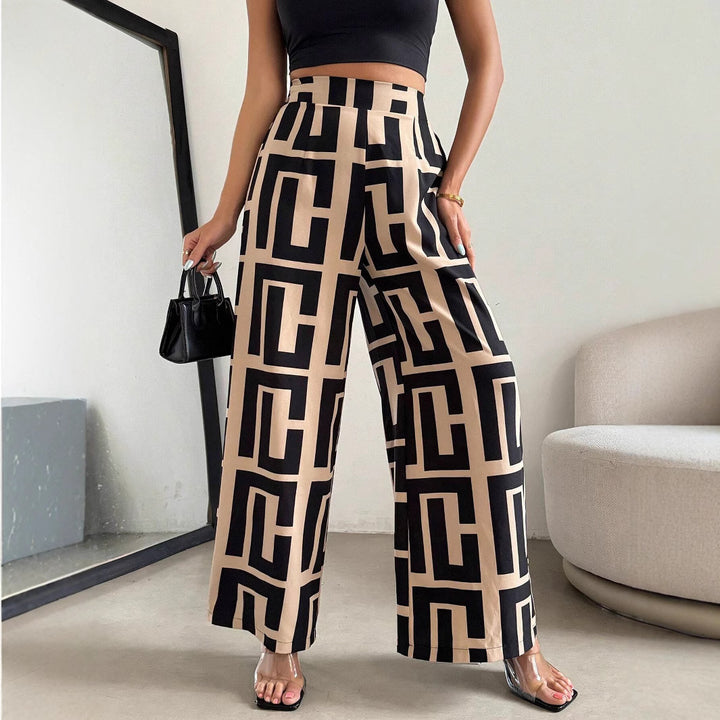 Damen Modische Palazzo-Hose mit grafischem Muster Drune