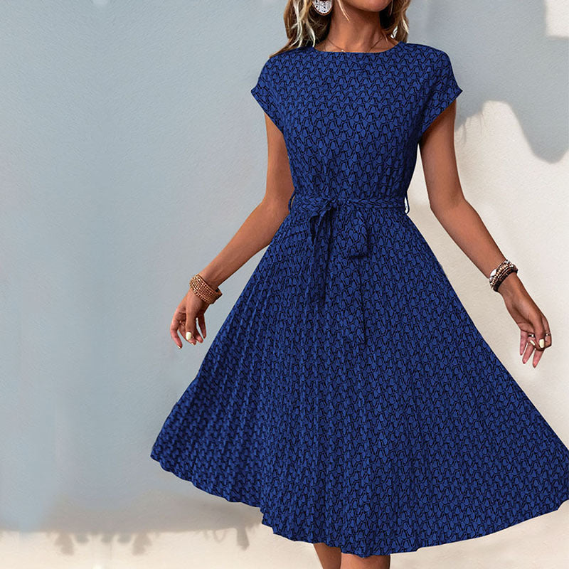 Damen Midikleid mit asymmetrischem Saum und dekorativem Bindegürtel Drune