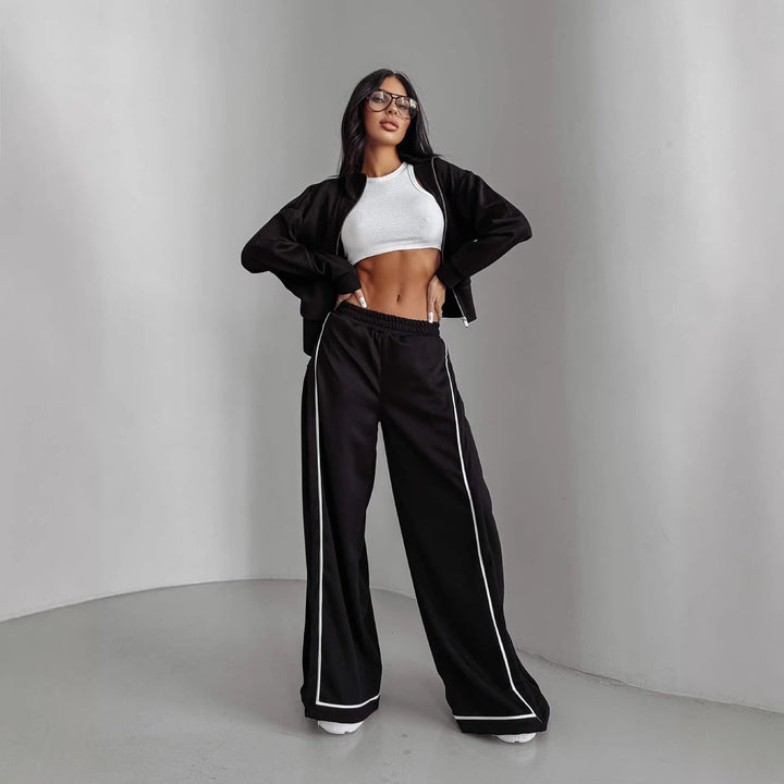 Damen lässiger Sportanzug mit weitem Schnitt und praktischen Taschen