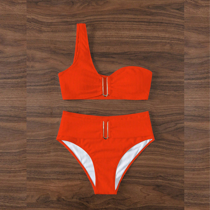 Damen High-Waist Bikini mit geschmackvollem Goldakzent Drune