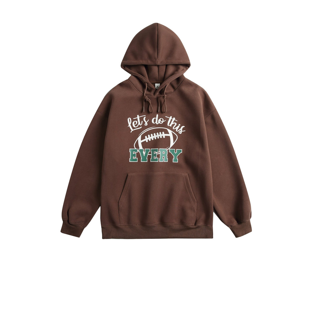 Unisex Kapuzenpullover mit College‑Print, Kängurutasche und relaxed Fit Drune