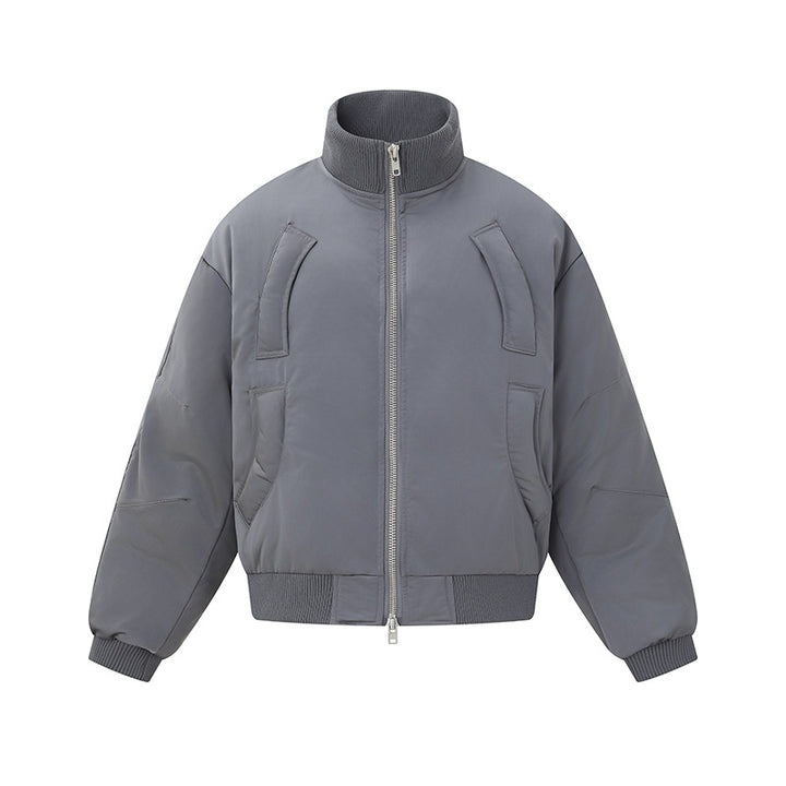 Damen Kurz geschnittene wattierte Blousonjacke im Boxy‑Schnitt mit hohem Rippenkragen und markanten Eingrifftaschen Drune
