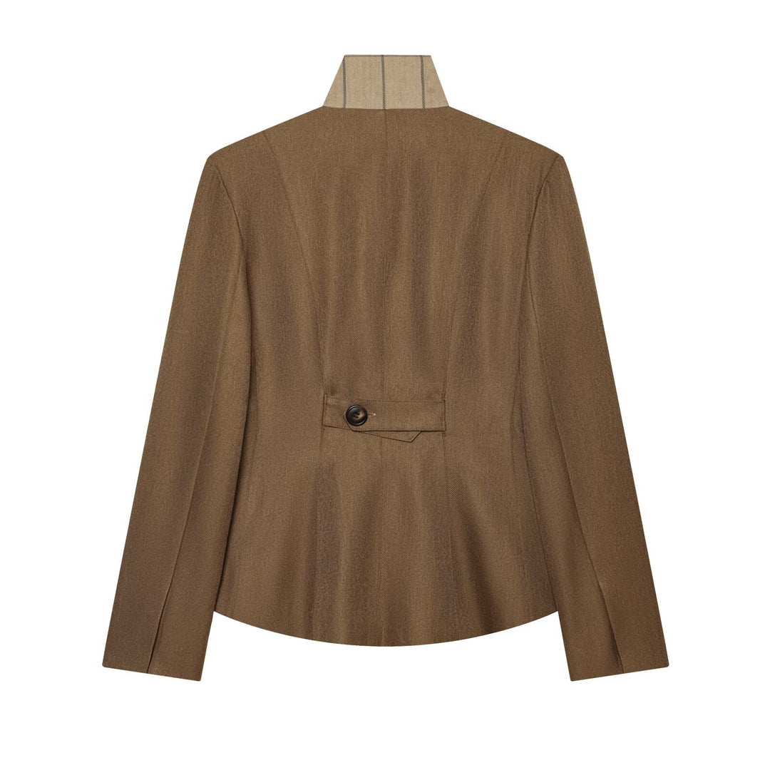 Damen Taillierter Wollblazer mit Stehkragen und Zierknopfleiste Drune