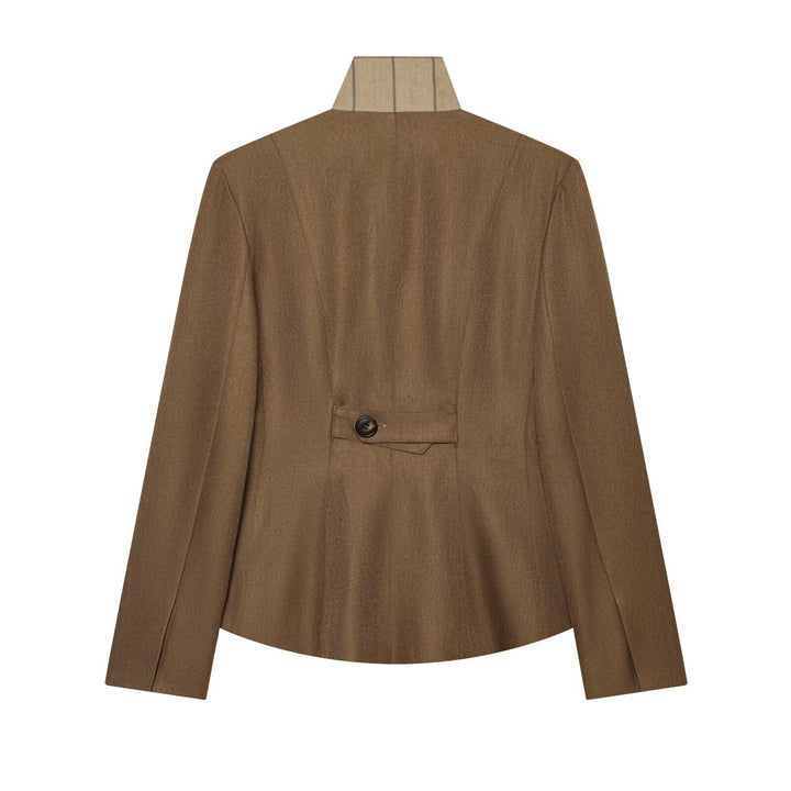Damen Taillierter Wollblazer mit Stehkragen und Zierknopfleiste Drune