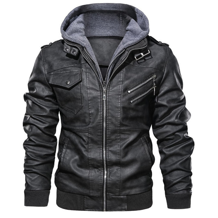 Herren Modische Lederjacke mit Innenfutter Drune