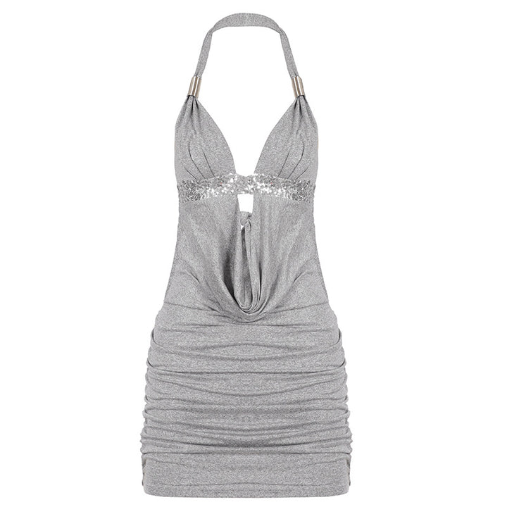 Damen Sommerliches Strandkleid mit glitzernden Akzenten und raffiniertem Ausschnitt Drune