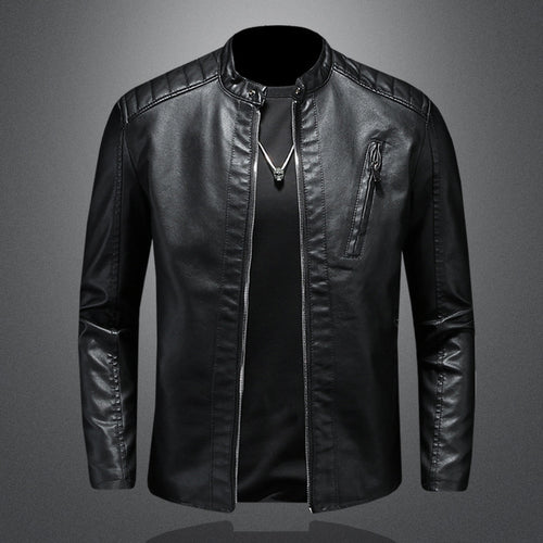 Herren modische Lederjacke mit Reißverschluss Drune