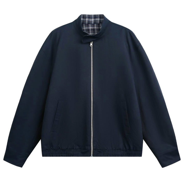 Unisex Oversize-Blousonjacke mit Stehkragen und kariertem Innenfutter Drune