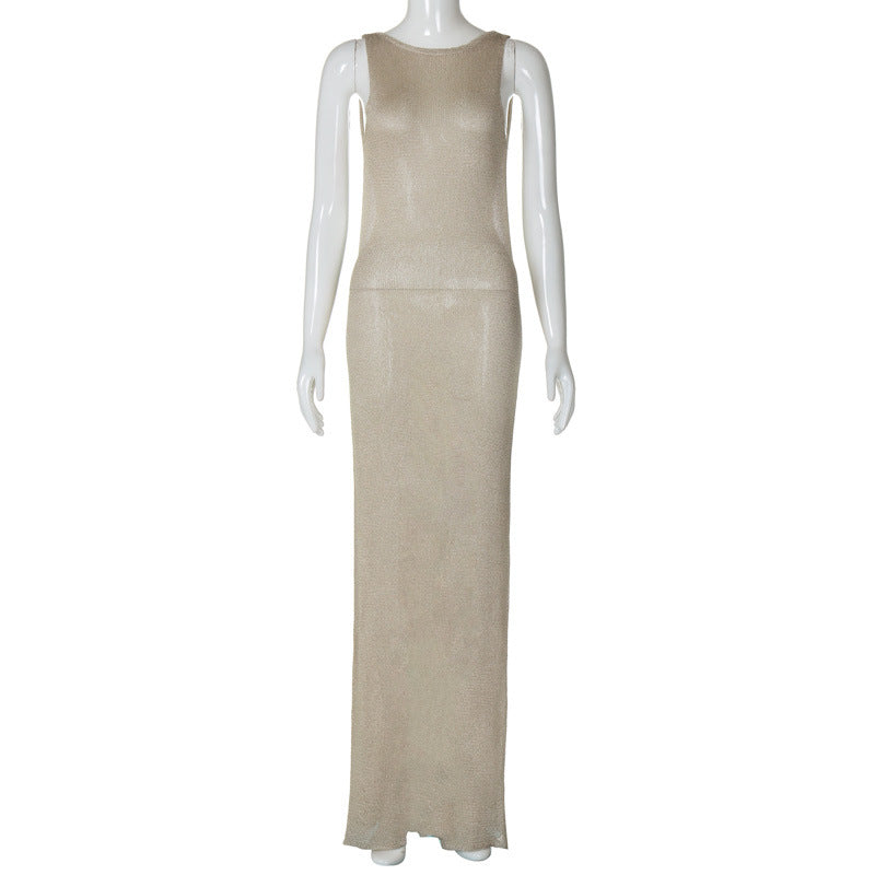 Damen Elegantes, figurbetontes Maxikleid mit schimmerndem Glanz Drune