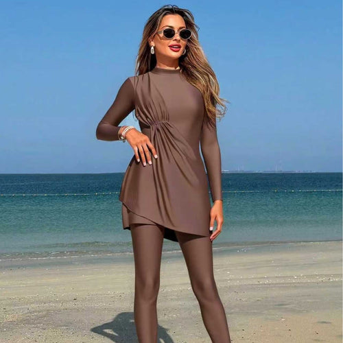 Damen Modischer Sportbadeanzug mit asymmetrischem Rock Drune