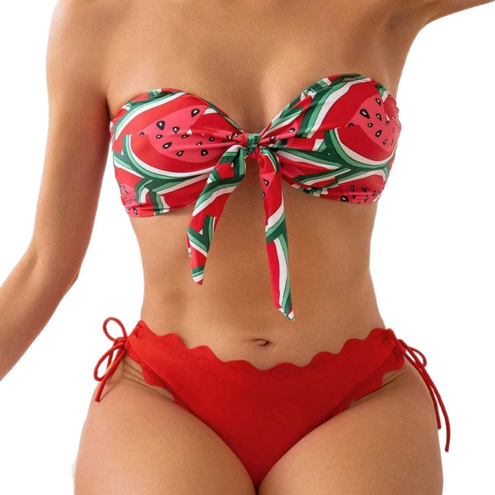 Damen Bandeau-Bikini mit verspieltem Knotendesign Drune