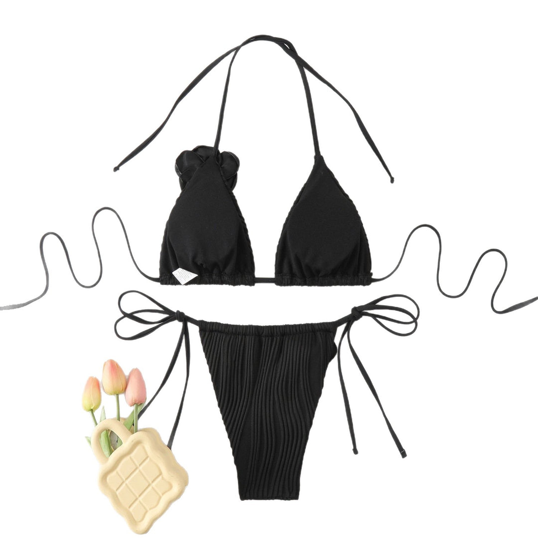 Damen Triangel-Bikini mit aufwendigem Blumendetail Drune