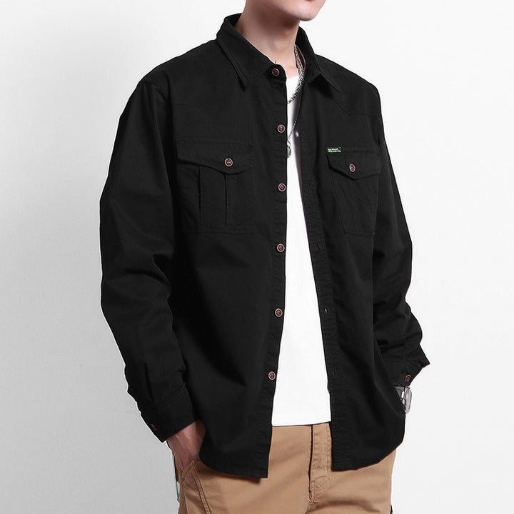 Herren Lockeres Utility-Hemd mit Pattentaschen und Workwear-Details Drune