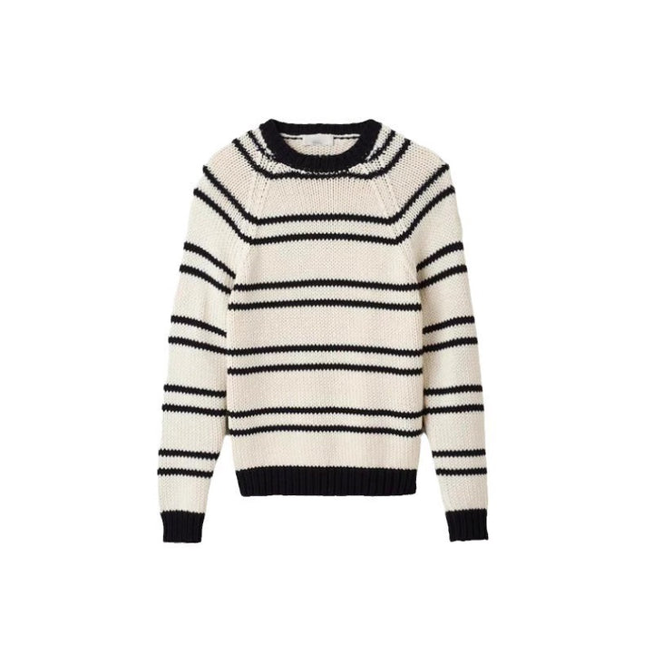 Damen Modischer Streifenpullover aus grobem Strick Drune