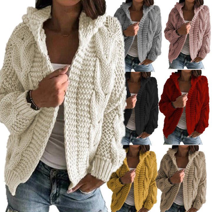 Damen Grobstrickcardigan mit offenem Kragen und voluminösen Ärmeln Drune