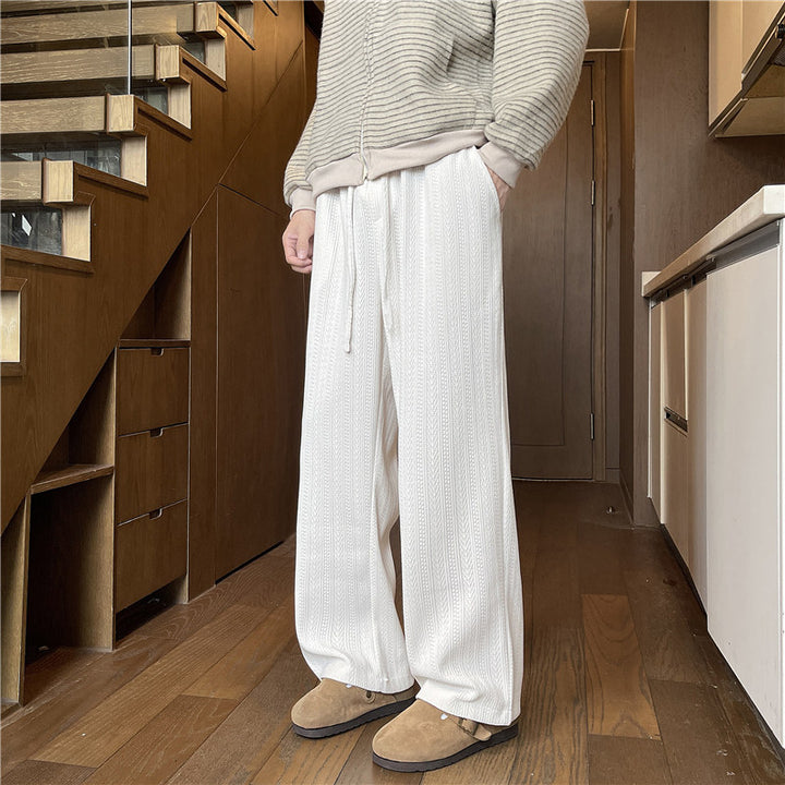 Herren Weit geschnittene Strickhose im Zopfstrick-Lounge-Style Drune