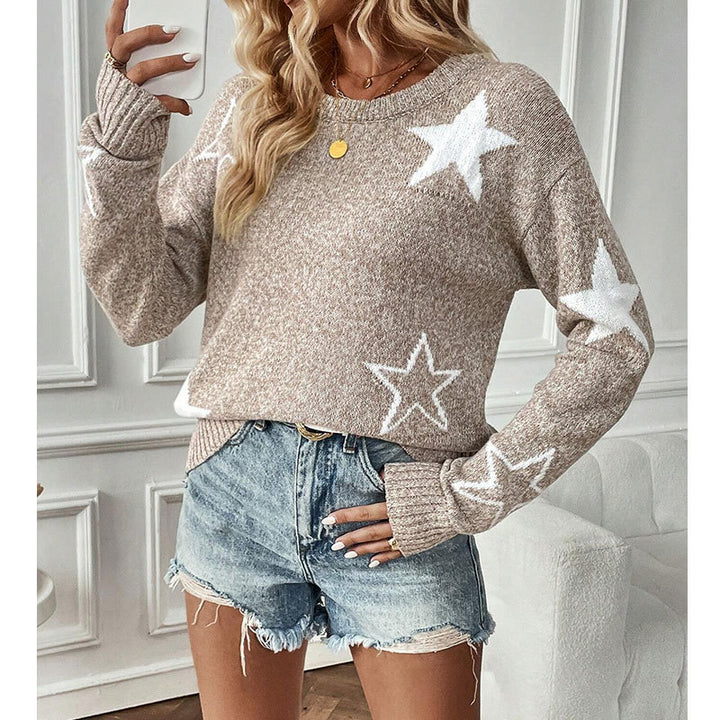 Damen Strickpullover mit Sternenmotiven und weitem Schnitt Drune