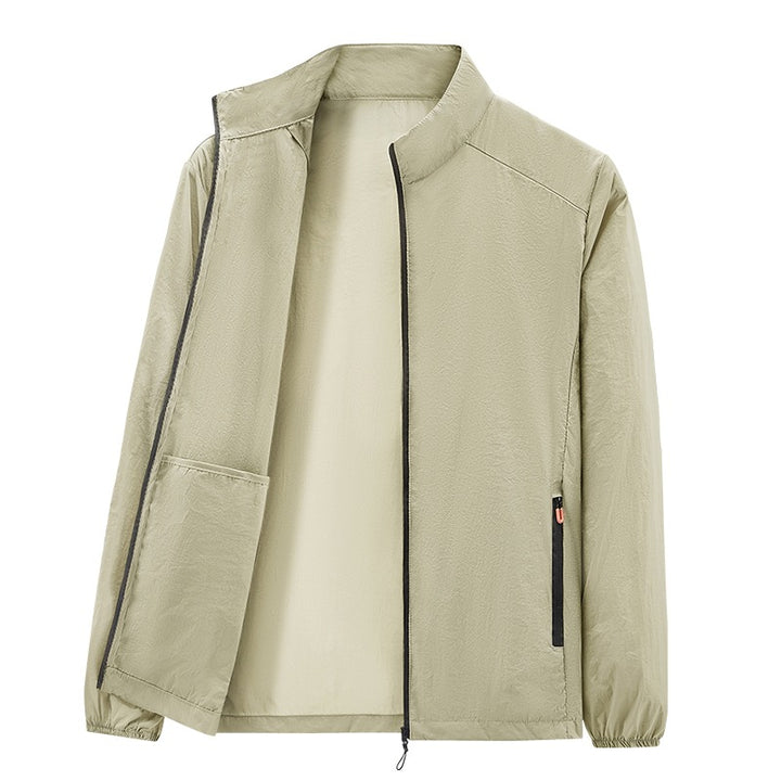 Herren Ultraleichte packbare Windjacke mit Innenfach, Stehkragen & Reißverschlusstaschen Drune