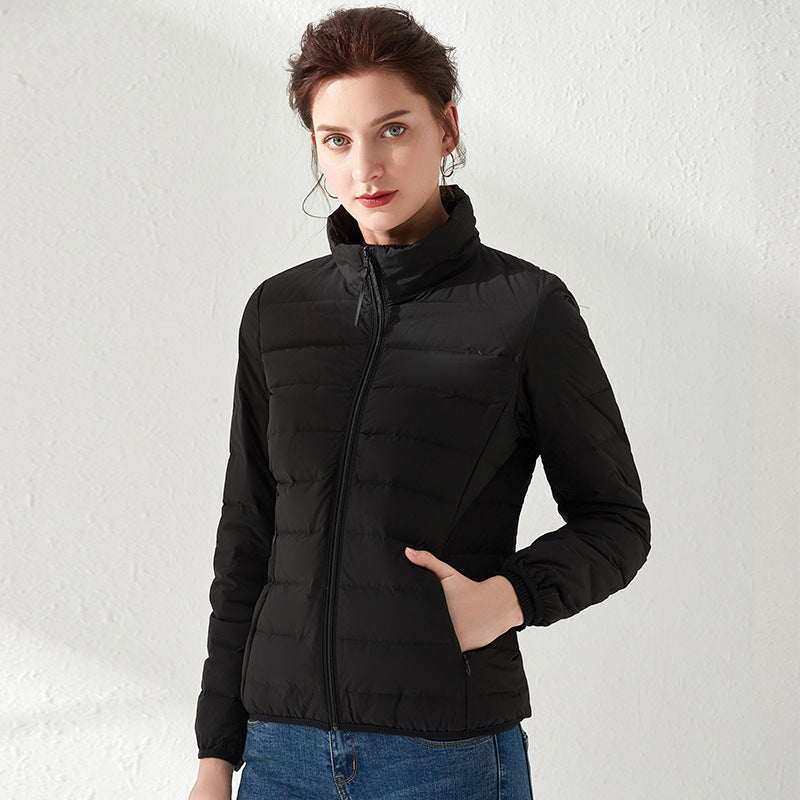 Damen Leichte gesteppte Kurzjacke mit Stehkragen und tailliertem Schnitt Drune