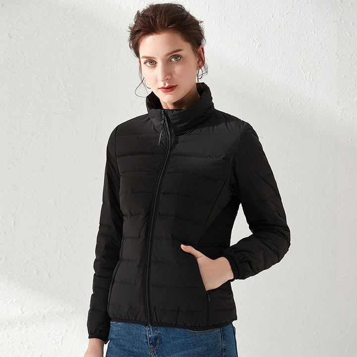 Damen Leichte gesteppte Kurzjacke mit Stehkragen und tailliertem Schnitt Drune