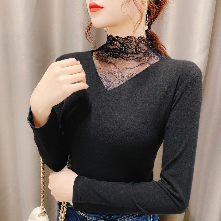 Damen Shirt mit elegante Spitzendetails Drune