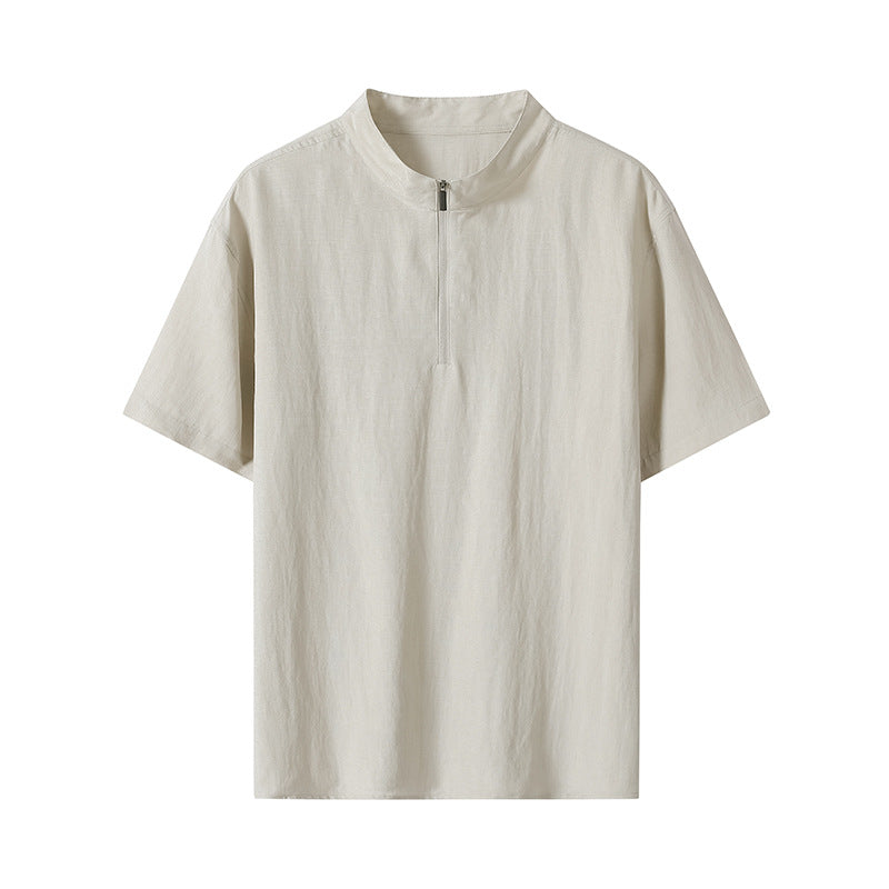 Herren Kurzarm‑Halbzip‑Shirt mit Stehkragen und Relaxed‑Fit Drune