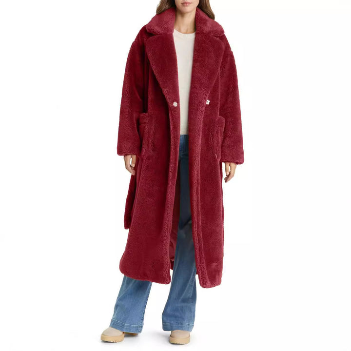 Damen Lange Kuschel-Bademantel mit Gürtel und Taschen Drune