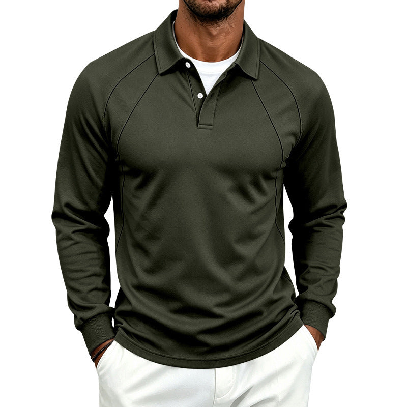 Herren Polo-Sweatshirt mit Raglanärmeln, Halbknopfleiste und Rippbündchen Drune