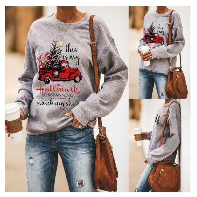 Damen Sweatshirt mit festlichem Motiv und lässigem Schnitt Drune