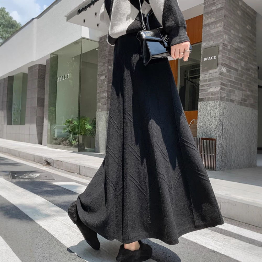 Damen Eleganter, schwingender Maxirock mit strukturiertem Design Drune