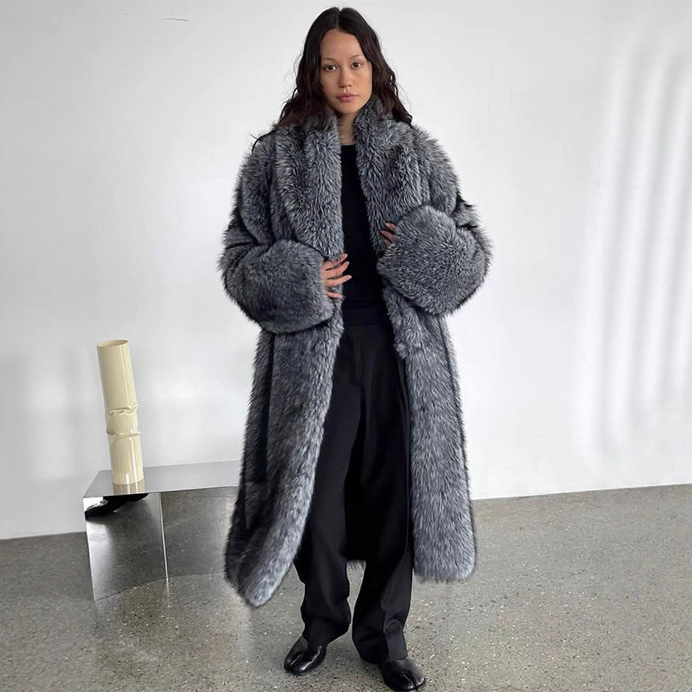 Damen Oversized Kunstfellmantel Drune
