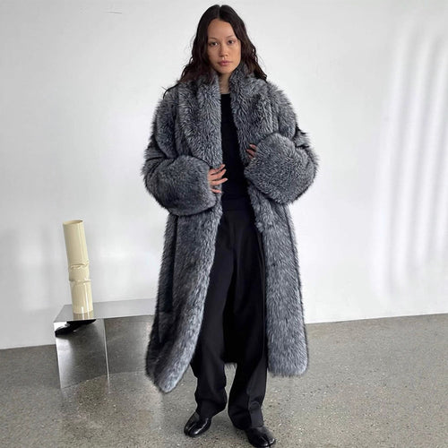 Damen Oversized Kunstfellmantel Drune