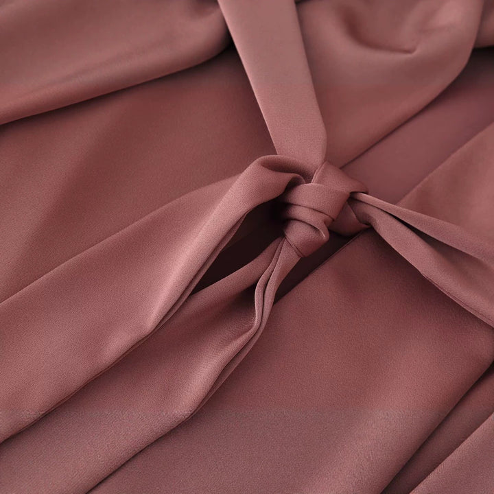 Damen elegante Wickelbluse mit Taillengürtel und tiefem V-Ausschnitt Drune