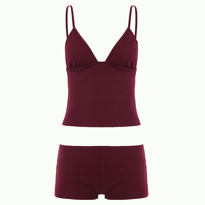 Damen Pyjama-Set mit Rüschendetails und Knopfverschluss Drune