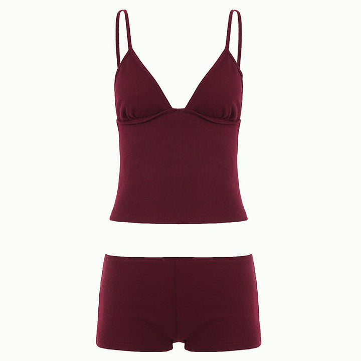 Damen Pyjama-Set mit Rüschendetails und Knopfverschluss Drune