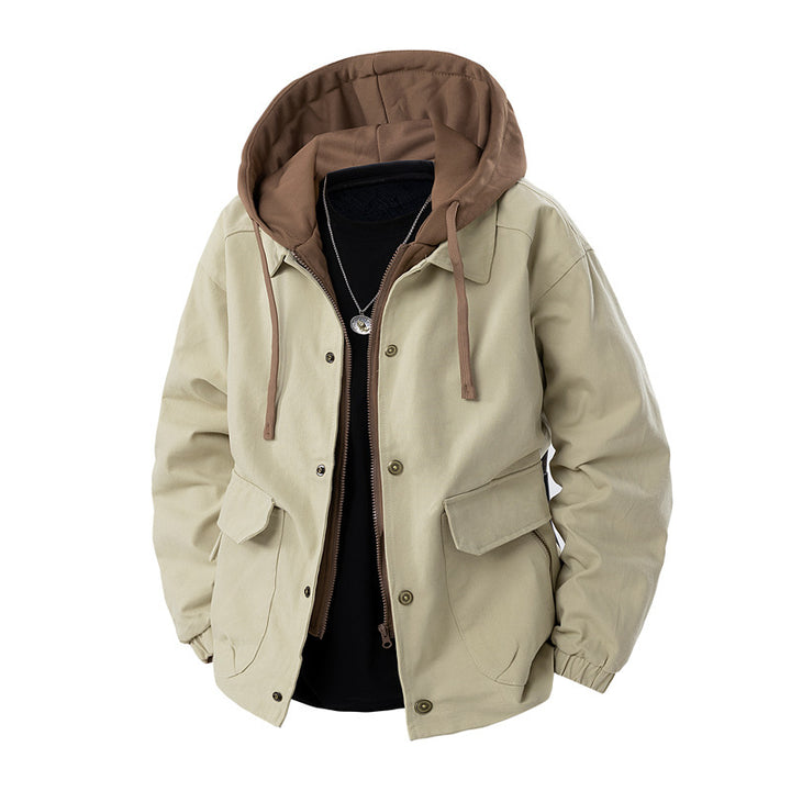 Herren Moderne Utility-Jacke mit abnehmbarer Kapuze Drune