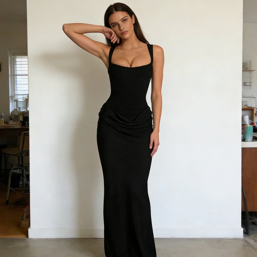 Damen Elegantes Wickelkleid mit schulterfreien Trägern und raffiniertem Drapierungsdetail Drune