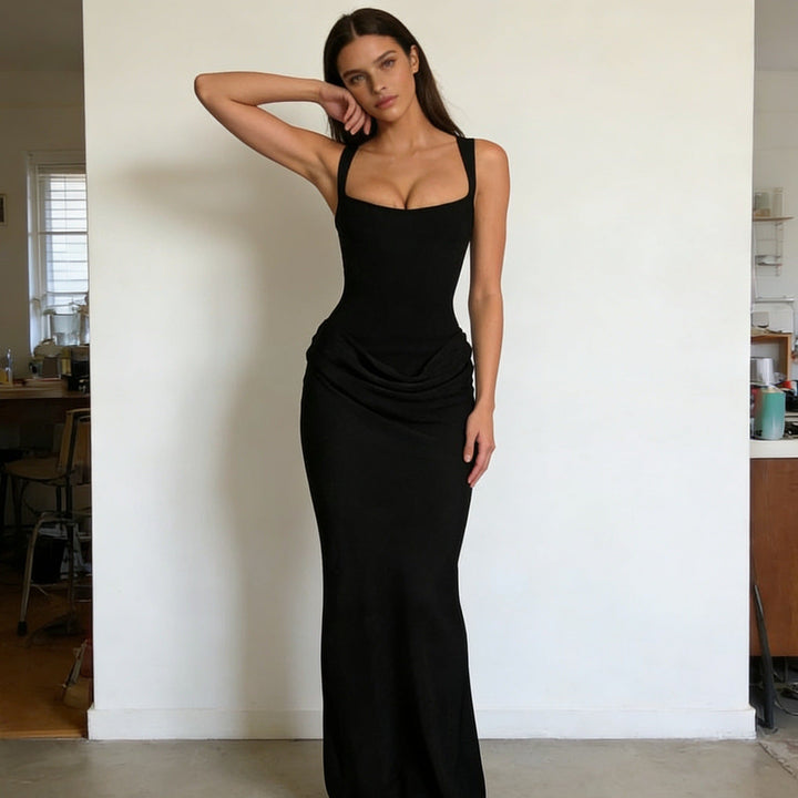 Damen Elegantes Wickelkleid mit schulterfreien Trägern und raffiniertem Drapierungsdetail Drune