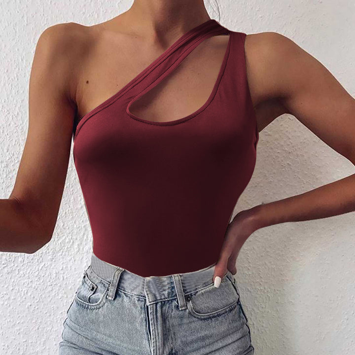 Damen asymmetrisches Bodysuit mit modischem Cut-Out Drune