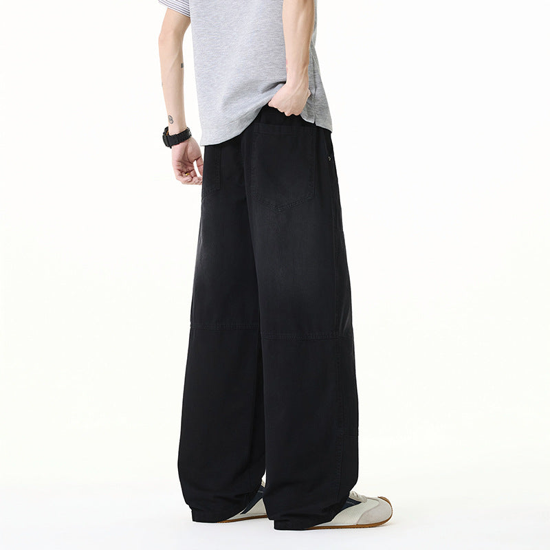 Herren Weite Baggy-Cargohose aus Baumwoll-Twill mit elastischem Bund und Knie-Patch Drune