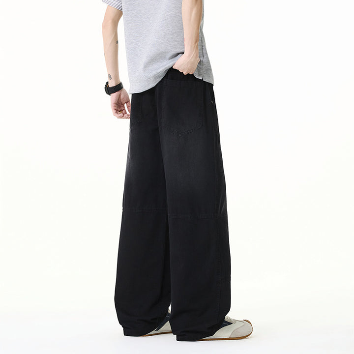 Herren Weite Baggy-Cargohose aus Baumwoll-Twill mit elastischem Bund und Knie-Patch Drune