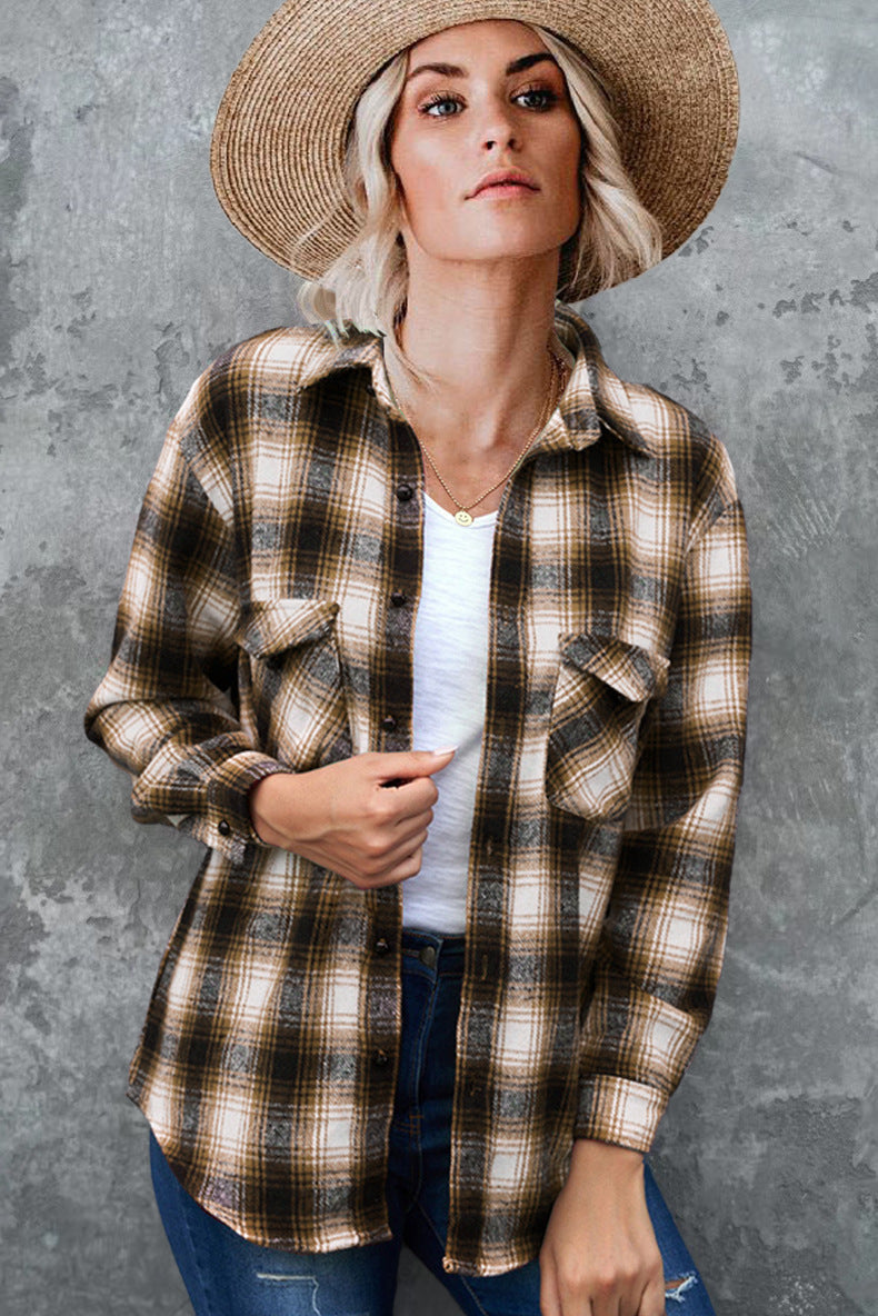 Damen Karo-Hemdjacke aus weichem Flanell mit praktischen Taschen Drune