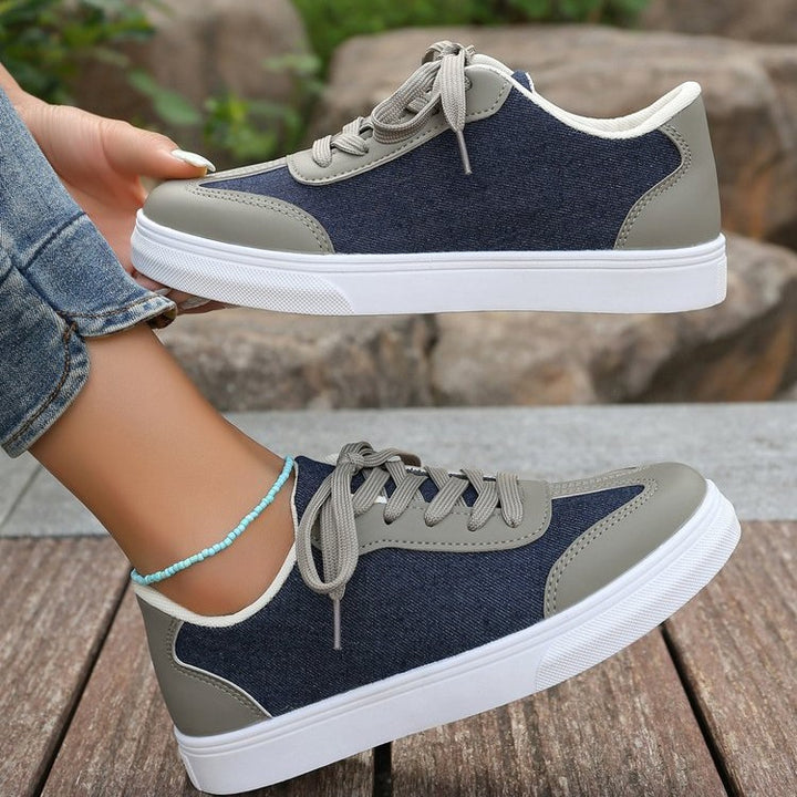 Damen Plateau‑Sneaker im Denim‑Look mit gepolstertem Komfortfußbett und Elastik‑Schnürung Drune